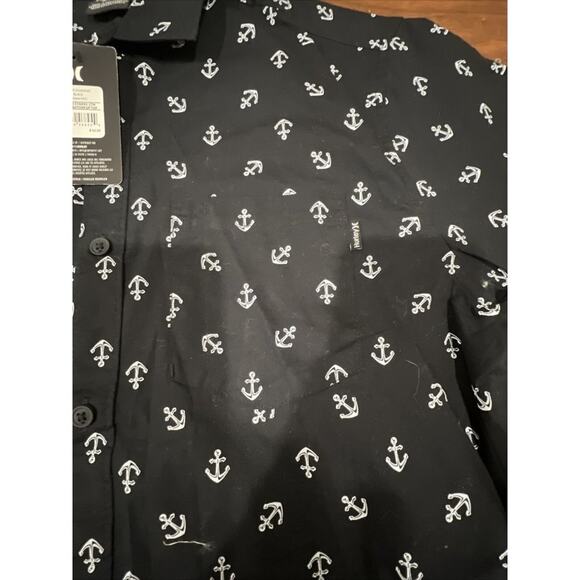 Hurley Men Shirt Small Button Front Anchors Nautical Boating Vacation - Picture 4 of 10